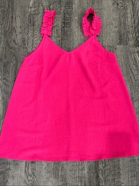 Women’s Hot Pink Ruffle Strap Tank Top